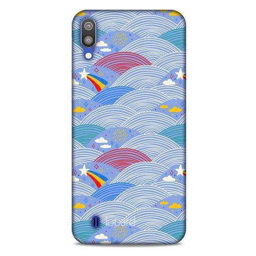 Samsung Galaxy M10 Kılıf Pastel Renkler (2) Kabı Mor Beyaz