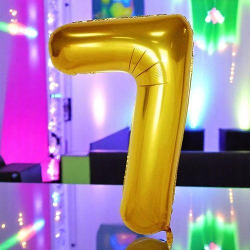 GOLD 7 RAKAM FOLYO BALON UÇAN BALONA HELYUM GAZINA UYGUN YÜKSEK KALİTE 1 METRE GOLD 7 RAKAM BALON