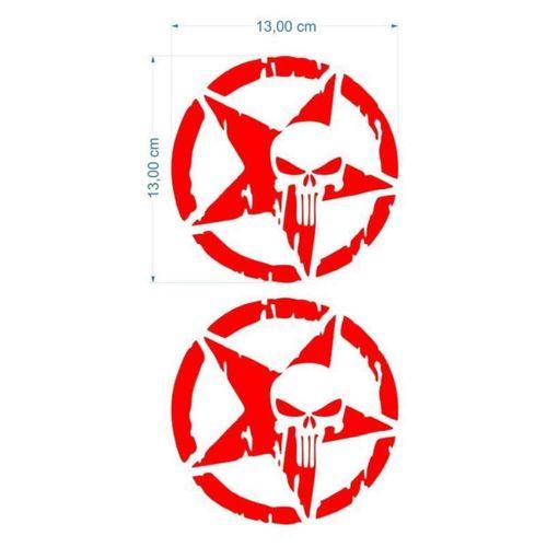 SEVGENT Skm Army Yıldız Kuru Kafa 13 X 13 Cm Kırmızı Sticker 2 Li