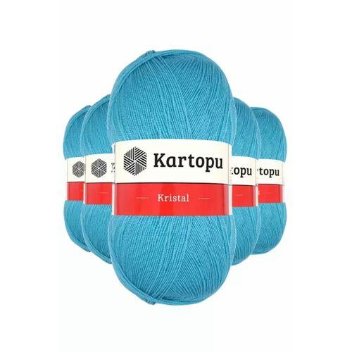 5 Adet Kristal Çift Katlı El Örgü Lif İpi Turkuaz K515 - kartopu mudanis