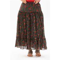 Buse Vual Uzun Yazlık Etek Tomurcuk Desen Yeşil 6170