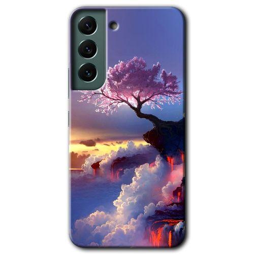 MRCİLETİSİM Samsung Galaxy S22 Plus Kılıf HD Desen Baskılı Arka Kapak + Temperli Cam - Wash Red Wall