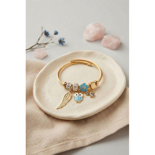Baykuş Model Gold Renk Charmlı Bileklik