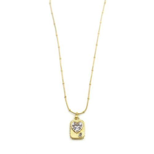 Taşlı Kalp Kolye - Altın