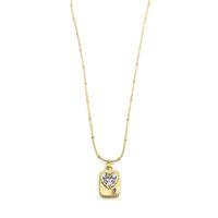 Taşlı Kalp Kolye - Altın