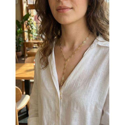 Pirinç Gold Renk Yıldızlı Kadın Y Kolye