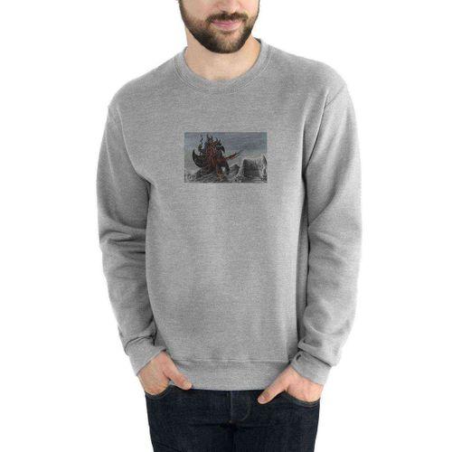 Skyrim Epic Baskılı Gri Erkek Sweatshirt