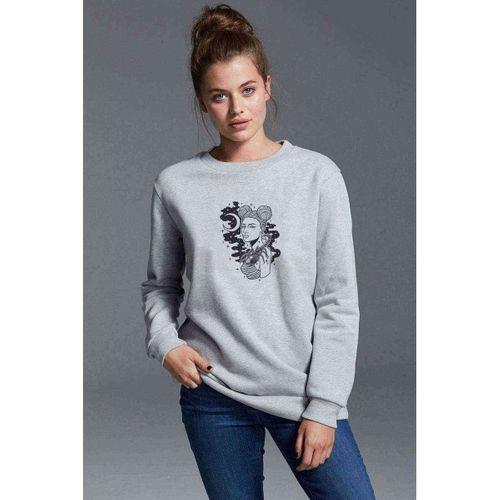 Scorpio Queen Baskılı Gri Kadın Sweatshirt