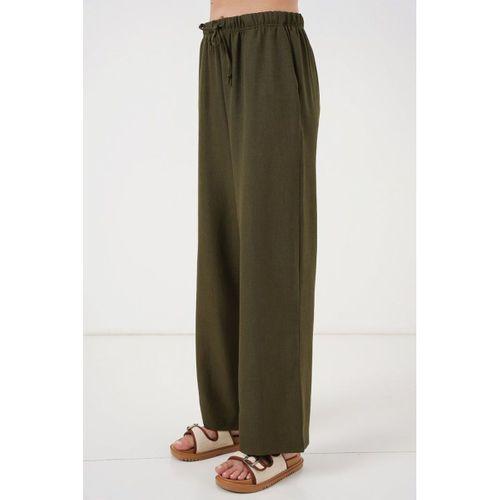 Geniş Paça Keten Pantolon 6735 - Haki