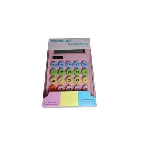 GAOSIIO PEMBE 12 HANE RENKLİ YUVARLAK TUŞ TAKIMI HESAP MAKİNESİ