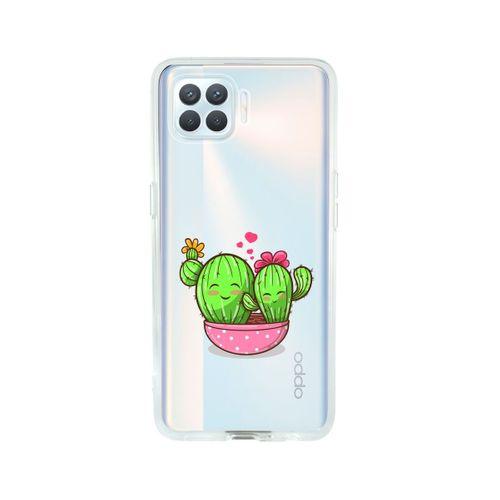 Oppo Reno 4 Lite Sevimli Kaktüs Desenli Premium Şeffaf Silikon Kılıf