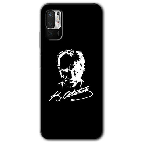 Poco M3 Pro Kılıf HD Desen Baskılı Arka Kapak - Atatürk Silüet İmza + Kırılmaz Cam