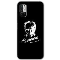 Poco M3 Pro Kılıf HD Desen Baskılı Arka Kapak - Atatürk Silüet İmza + Kırılmaz Cam