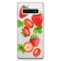 Samsung Galaxy S10 Kılıf Çilek Reçeli Arka Kapak Koruma Desenli Full Koruyucu