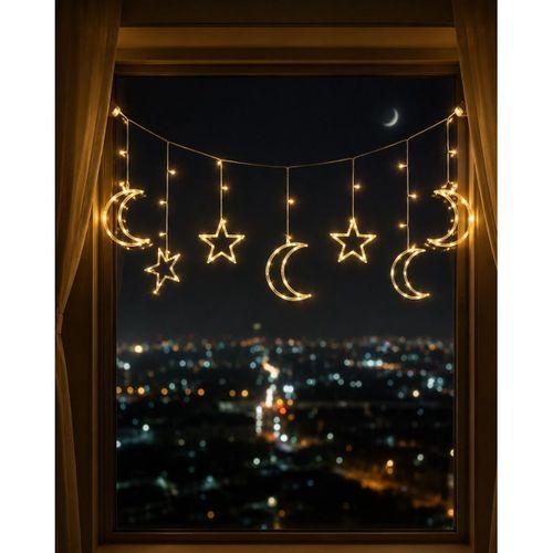 Led Işıklı Ay Yıldız Ramazan Dekoru İç Mekan Süsleme Aydınlatması