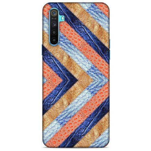Oppo Realme 6i Kılıf Patchwork (3) Kapak Lacivert Turuncu