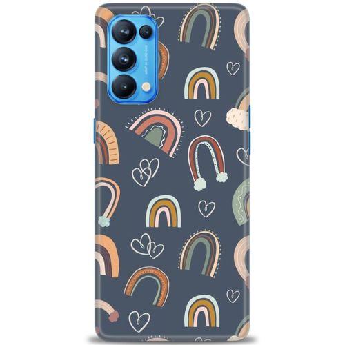 Oppo Reno 5 Pro Kılıf HD Baskılı Kılıf - Gökyüzü Kalp + Tam Ekran Koruyucu