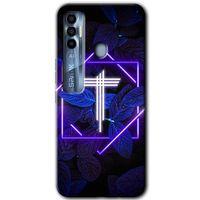 Potkal Hediye Fabrikası Tecno Spark 7 Pro Kılıf HD Desen Baskılı Arka Kapak - Dark Neon Yaprak T Harfi