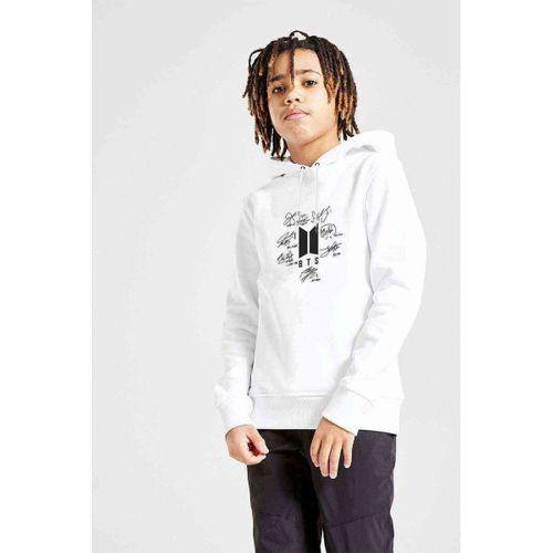 Army Logo Hit GöğüsBaskılı Unisex Çocuk Kapüşonlu Beyaz Sweatshirt