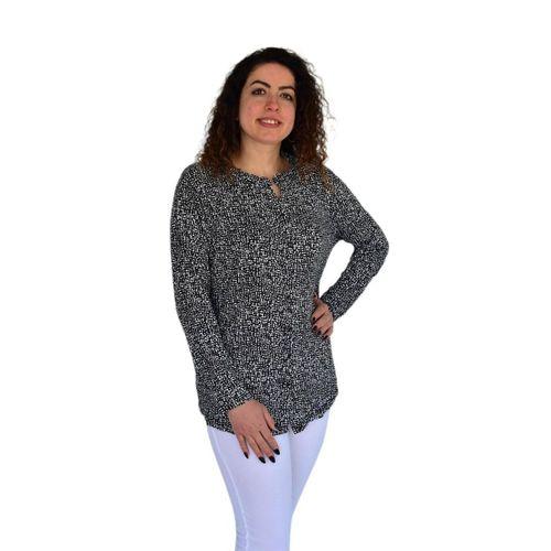 Kadın Baskılı Düğmeli Viscon Bluz BGL-ST04267