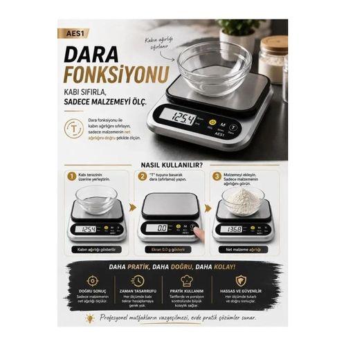 Dijital Mutfak Ve Kahve Tartısı Hassas Gram Terazisi Paslanmaz Çelik Lcd Ekran Çoklu Ölçüm G/oz 10 Kg Kapasite