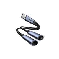 Joyroom Audio Adaptör 2in1 (Type-C to Dual Type-C)-Siyah