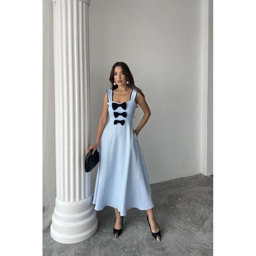 Bebe Mavi Fiyonk Garnili Dantelli Elbise