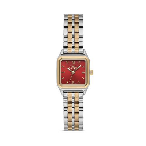 Ferro FL40148A-D8 Quartz Çelik Gri Kırmızı Kadran 21 mm Kadın Kol Saati