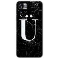 Redmi Note 11 Pro Plus 5G Kılıf HD Desen Baskılı Arka Kapak - Siyah Mermer Desenli Ü Harfi + Kırılmaz Cam