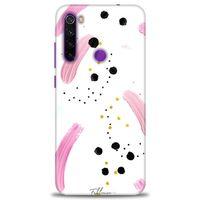 Xiaomi Redmi Note 8 Kılıf HD Baskılı Kılıf - Pembe ve Benekler + Tam Ekran Koruyucu