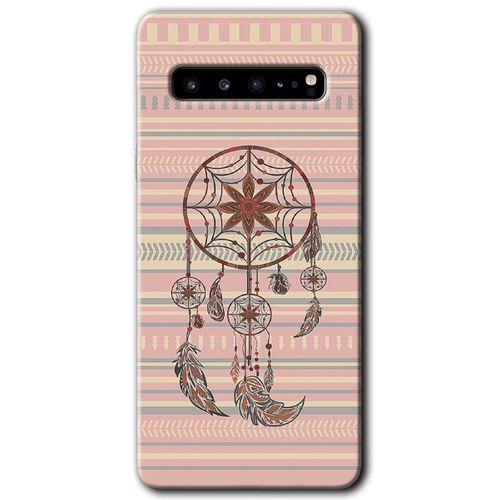 Samsung Galaxy S10 Plus HD Baskılı Kılıf + 9D Tam Ekran Koruyucu - Mandala Retro