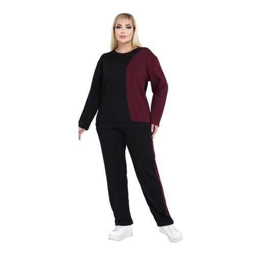 Melsay Butik Siyah Bordo Renk Bloklu Modal Kadın Eşofman Takımı
