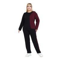 Melsay Butik Siyah Bordo Renk Bloklu Modal Kadın Eşofman Takımı