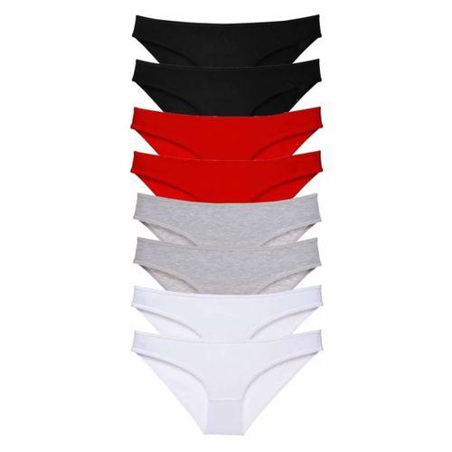 8 adet Süper Eko Set Likralı Kadın Slip Külot Siyah Kırmızı Gri Beyaz