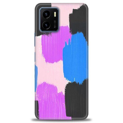 Vivo Y15S Kılıf HD Baskılı Kılıf - Mor Siyah + Tam Ekran Koruyucu