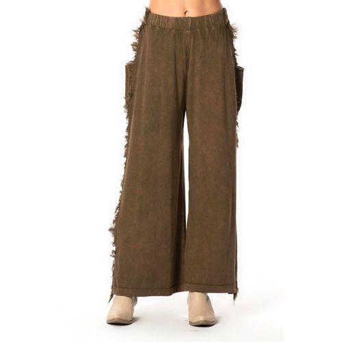 Beli Lastikli Aylin Sonbahar ve Kışlık Uzun Cepli Triko Pantolon Kahve Khv