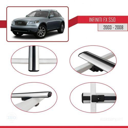 Infiniti FX (S50) 2003-2008 Arası ile uyumlu Basic Model Ara Atkı Tavan Barı GRİ 3 ADET