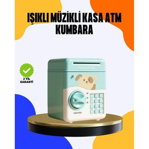Çocuklar İçin Su Yeşili Atm Kasa Tasarımlı Şifreli Kumbara