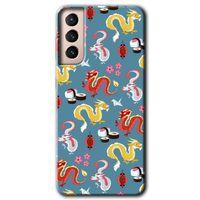 Galaxy S21 Plus Kılıf HD Desen Baskılı Arka Kapak - Funky Dragon + Kırılmaz Cam
