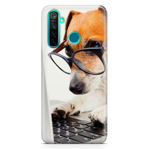 Realme 5 Pro Kılıf Gözlüklü Terrier Arka Kapak Koruma Desenli Full Koruyucu