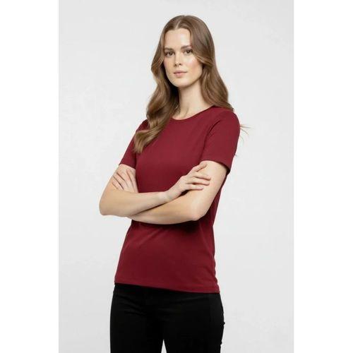 T-Shirt Bisiklet Yaka Slim Fit Likralı Tişört Günlük Basic Body - Bordo