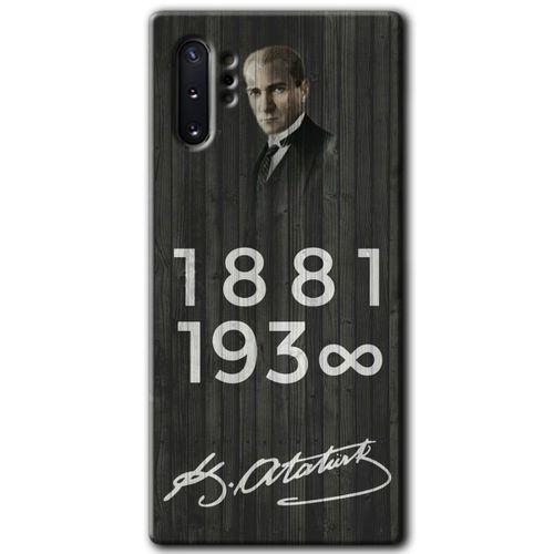 Potkal Hediye Fabrikası Samsung Galaxy Note 10 Plus Kılıf HD Desen Baskılı Arka Kapak - Atatürk Ahşap İmza