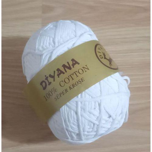 Diyana %100 Pamuklu Süper Kroşe,İp Beyaz Renkli 100Gr