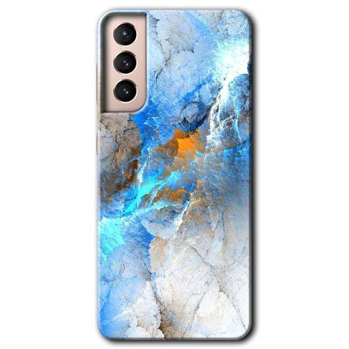 MRCİLETİSİM Samsung Galaxy S21 Plus Kılıf HD Desen Baskılı Arka Kapak + Temperli Cam - Mavi Buzul