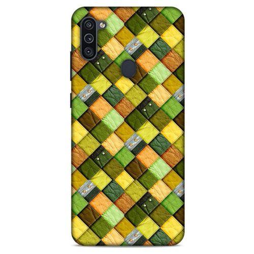 Samsung Galaxy M11 Kılıf Patchwork (49) Ultra Silikon Kılıf Sarı Yeşil