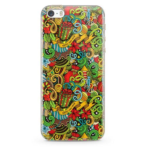 Apple iPhone 5s Kılıf Doodle Happy New Year Arka Kapak Koruma Desenli Full Koruyucu