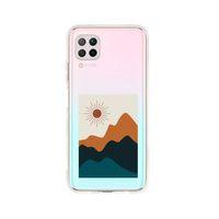 Huawei P40 Lite Mountain & Sun Desenli Premium Şeffaf Silikon Kılıf