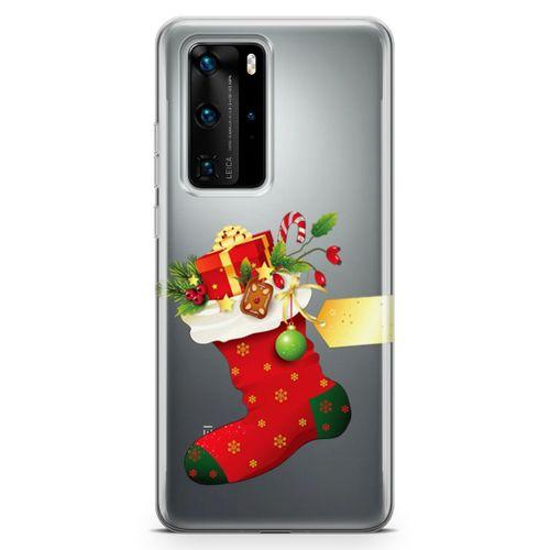 Huawei P40 Pro Kılıf Kırmızı Çorap Arka Kapak Koruma Desenli Full Koruyucu