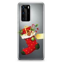 Huawei P40 Pro Kılıf Kırmızı Çorap Arka Kapak Koruma Desenli Full Koruyucu