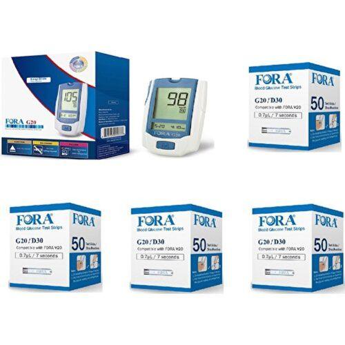 Fora Kan Şekeri Ölçüm Cihazı + 4 Kutu (200 Ölçüm) Ölçüm Stribi